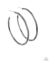 Load image into Gallery viewer, Paparazzi 💜 &quot;Spitfire&quot; -- Gunmetal Hoop Earrings
