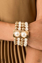 Load image into Gallery viewer, Paparazzi 💜 &quot;Wealth Conscious&quot; -- Gold/Pearl Bracelet
