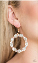 Load image into Gallery viewer, Paparazzi 💜 &quot;Ring Around the Rhinestones&quot; -- White Rhinestone/Gold Earrings
