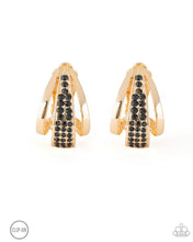 Cargar imagen en el visor de la galería, Paparazzi 💜 &quot;Bank Night&quot; -- Gold/Black Clip-On Earrings
