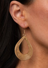 Load image into Gallery viewer, Paparazzi 💜 A Hot MESH - Gold  Earrings
