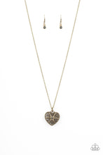 Charger l&#39;image dans la galerie, Paparazzi 💜 &quot;Casanova Charm&quot; -- Black/Brass Rhinestone Heart Necklace
