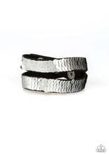 Cargar imagen en el visor de la galería, Paparazzi 💜 &quot;Under the Sequins&quot; -- Silver-Black Urban Wrap Bracelet
