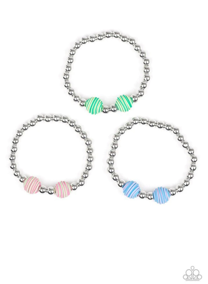 Paparazzi 💜 STARLET SHIMMER 💜 Striped Bead Bracelets -- 5 Pack