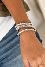 Load image into Gallery viewer, Paparazzi 💜 &quot;Rollin&#39; in Rhinestones&quot; -- Silver Wrap Bracelet
