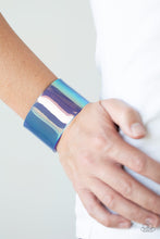 Cargar imagen en el visor de la galería, Paparazzi 💜 &quot;Holographic Aura&quot; -- Blue Iridescent Cuff Bracelet
