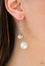 Load image into Gallery viewer, Paparazzi 💜 &quot;Timelessly Traditional&quot; -- Silver/White Earrings
