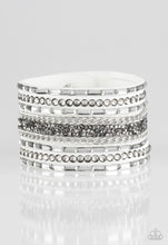 Cargar imagen en el visor de la galería, Paparazzi 💜”Rhinestone Rumble” -- White Wrap Bracelet
