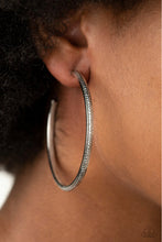 Load image into Gallery viewer, Paparazzi 💜 &quot;Sultry Shimmer&quot; -- Silver Hoop Earrings
