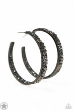 Load image into Gallery viewer, Paparazzi 💜 &quot;Glitzy by Association&quot; -- Gunmetal/Gray Hoop Earrings
