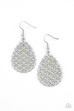 Load image into Gallery viewer, Paparazzi 💜 &quot;Glorious Gardens&quot; -- Silver/Green Earrings
