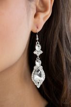 Load image into Gallery viewer, Paparazzi 💜 &quot;Fully Flauntable&quot; -- Silver/White Earrings
