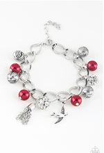 Load image into Gallery viewer, Paparazzi 💜 &quot;Lady Love Dove&quot; -- Silver/Red Bracelet
