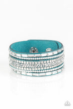 Load image into Gallery viewer, Paparazzi 💜 &quot;Rebel in Rhinestones&quot; -- Blue Wrap Bracelet
