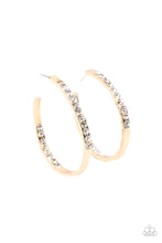 Load image into Gallery viewer, Paparazzi 💜 &quot;Borderline Brilliance&quot; -- Gold Hoop Earrings
