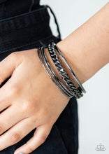 Cargar imagen en el visor de la galería, Paparazzi 💜 &quot;A Piece of the Action&quot; -- Gunmetal Bracelets
