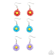 Cargar imagen en el visor de la galería, Paparazzi 💜 STARLET SHIMMER 💜 Colorful Daisy Earrings -- 4 Pack
