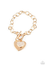 Cargar imagen en el visor de la galería, Paparazzi 💜 &quot;Heartbeat Bedazzled&quot; -- Gold Charm Bracelet
