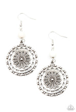 Charger l&#39;image dans la galerie, Paparazzi 💜 &quot;Flowering Frontiers&quot; -- Silver/White Earrings
