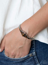 Charger l&#39;image dans la galerie, Paparazzi 💜 &quot;Dream Beam&quot; -- Brown/Silver Cuff Bracelet
