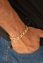 Load image into Gallery viewer, Paparazzi 💜 Goalpost - Gold  Mens Bracelet
