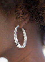 Load image into Gallery viewer, Paparazzi ♥ GLITZY By Association- White Hoop Earrings
