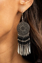 Load image into Gallery viewer, Paparazzi 💜 &quot;Sun Warrior&quot; -- Silver/Black Earrings
