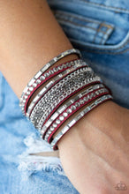 Cargar imagen en el visor de la galería, Paparazzi 💜 &quot;Rhinestone Rumble&quot; -- Red Wrap Bracelet
