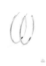 Load image into Gallery viewer, Paparazzi 💜 &quot;Sultry Shimmer&quot; -- Silver Hoop Earrings
