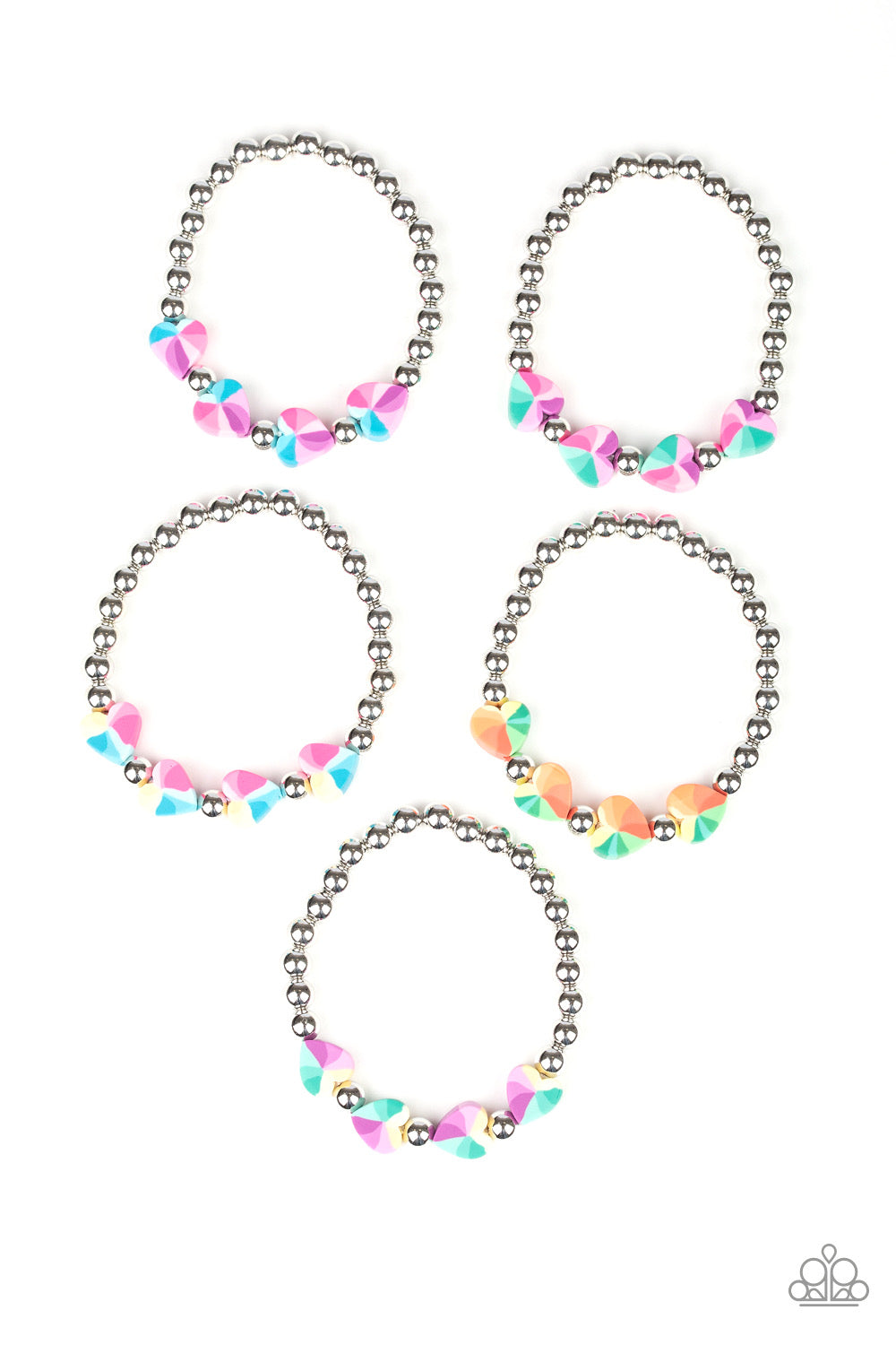 Paparazzi 💜 STARLET SHIMMER 💜 Colorful Heart Bracelets -- 5 Pack