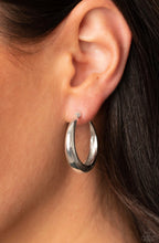 Load image into Gallery viewer, Paparazzi 💜 &quot;Lay It On Thick&quot; -- Silver Hoop Earrings
