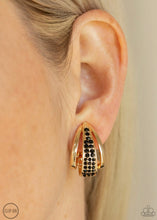 Cargar imagen en el visor de la galería, Paparazzi 💜 &quot;Bank Night&quot; -- Gold/Black Clip-On Earrings
