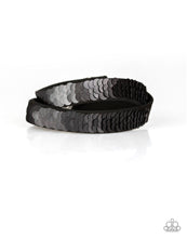 Charger l&#39;image dans la galerie, Paparazzi 💜 &quot;Under the Sequins&quot; -- Silver-Black Urban Wrap Bracelet
