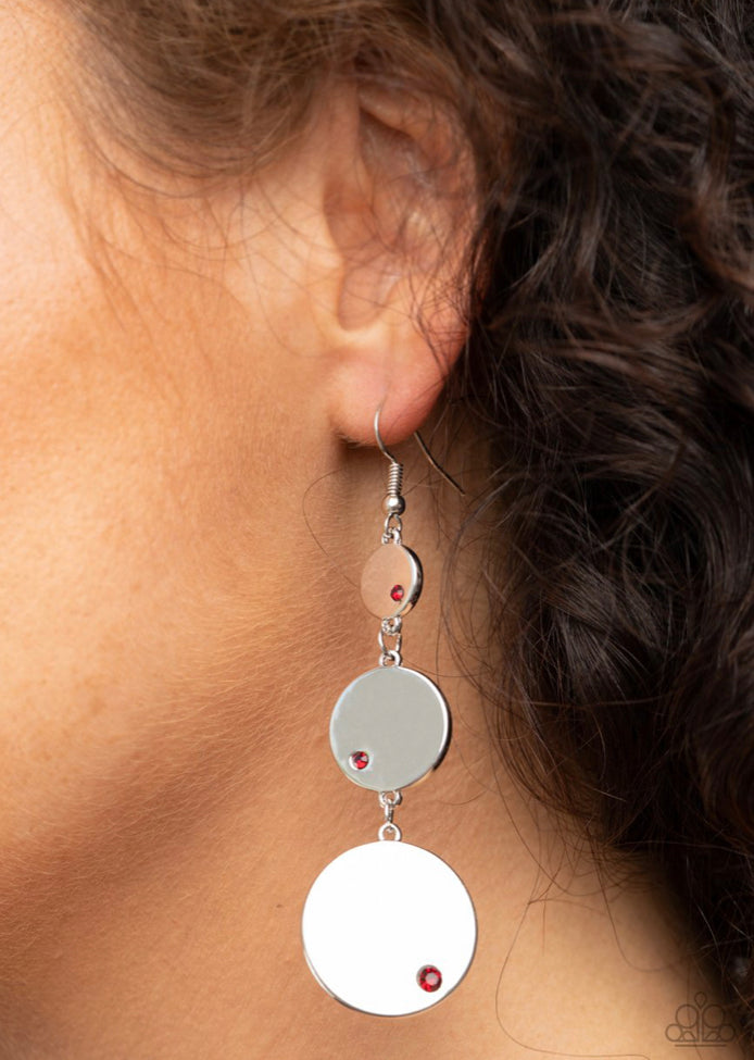 Paparazzi 💜”Poshly Polished” -- Silver/Red Earrings