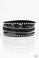 Lade das Bild in den Galerie-Viewer, Paparazzi 💜”Rhinestone Rocker” -- Black Urban Wrap Bracelet
