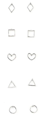 Paparazzi 💜 STARLET SHIMMER 💜 Shapes Silver Earrings -- 5 Pack