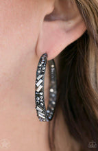 Load image into Gallery viewer, Paparazzi 💜 &quot;Glitzy by Association&quot; -- Gunmetal/Gray Hoop Earrings
