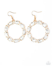 Load image into Gallery viewer, Paparazzi 💜 &quot;Ring Around the Rhinestones&quot; -- White Rhinestone/Gold Earrings
