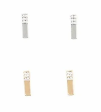 Lade das Bild in den Galerie-Viewer, Paparazzi 💜 STARLET SHIMMER 💜 White Rhinestone Bar Earrings -- 4 Pack
